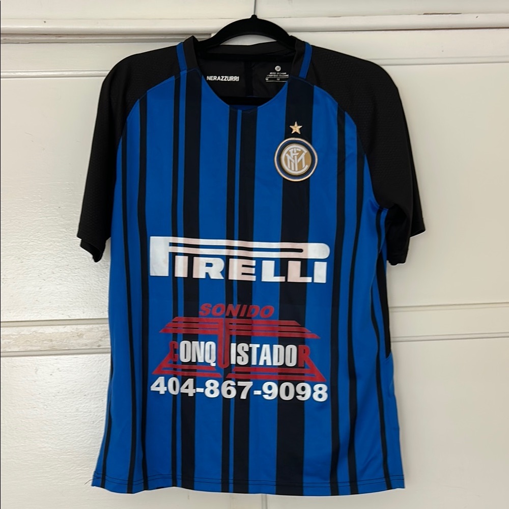 Inter Milan Blue and Black Striped Jersey